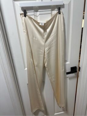 Escada Ivory Satin Straight-Leg Pants
